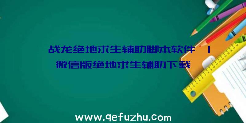 「战龙绝地求生辅助脚本软件」|微信版绝地求生辅助下载